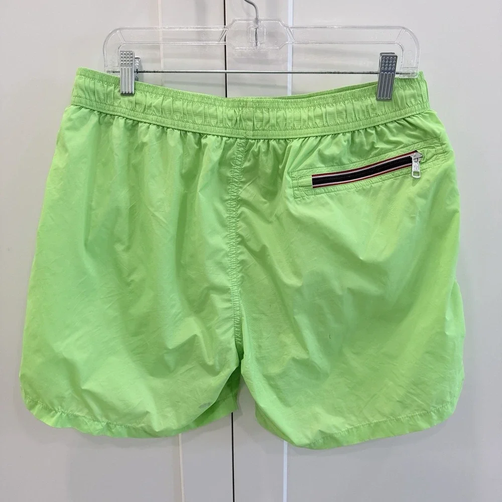 Moncler Boxer Mare Swim Shorts Neon Green Logo Patch Mesh Lined XXL